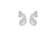 White Gold Diamond Cut Earrings