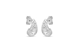 White Gold Diamond Cut Earrings