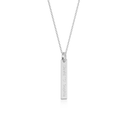 Rhodium Plated Silver Long Rectangle Engravable Necklace SP003