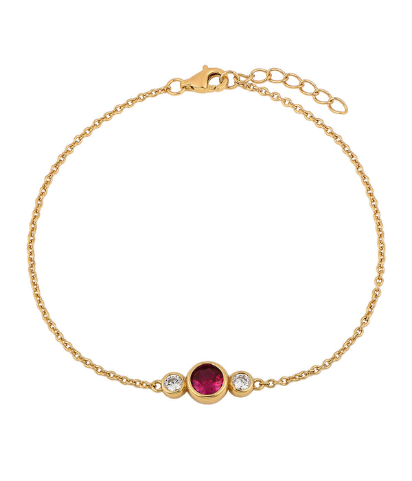 Casablanca Sterling Silver 3-Stone Bezel Birthstone Bracelet