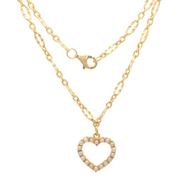 Casablanca Gold Plated Pearl Heart Necklace