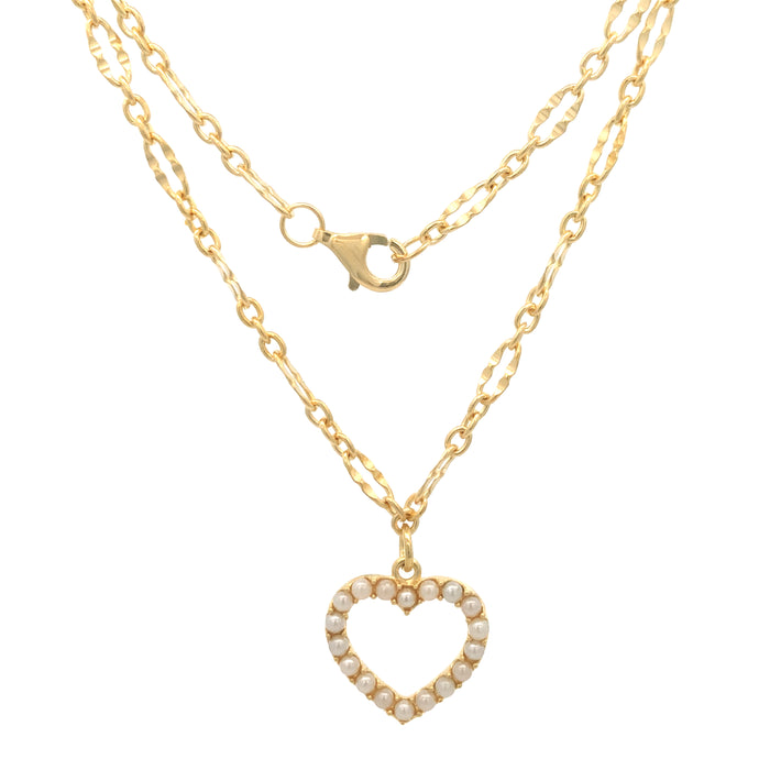 Casablanca Gold Plated Pearl Heart Necklace