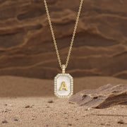 18k Yellow Gold Plated Silver Pearl Initial Zodiac & Initial Gemstone Pendant Necklace – Octagon AW24N004G