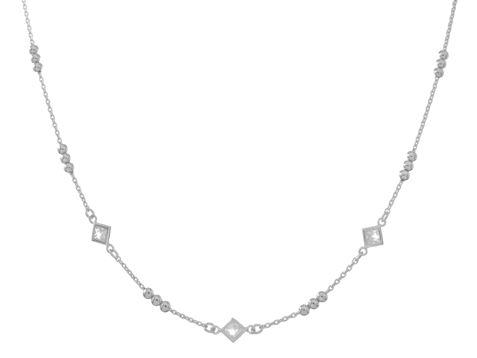 Casablanca Silver Beaded CZ Necklace