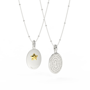Double-Sided Sterling Silver Custom Paw Oval Necklace AW24N005O
