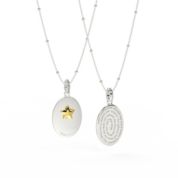 Double-Sided Sterling Silver Custom Paw Oval Necklace AW24N005O