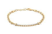 Yellow Plated Silver With CZ 7 Inch Bracelet