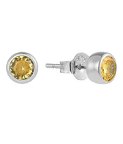 Casablanca Sterling Silver Bezel Birthstone Stud Earrings