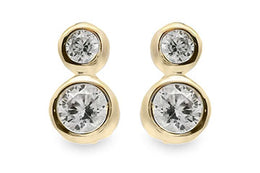 Casablanca 10k Yellow Gold CZ Stud Earrings