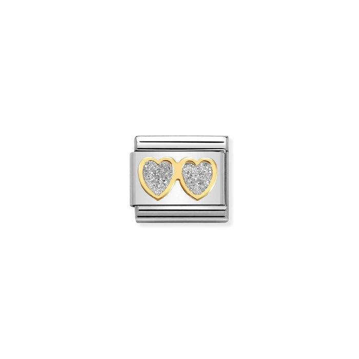 Nomination Italy Classic Link Glitter Double Heart Charm