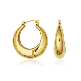 Steelx Stainless Steel Yellow Gold Tone Puffy Hoop Earrings