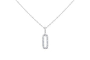 Casablanca Silver CZ Paperclip Necklace
