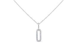 Casablanca Silver CZ Paperclip Necklace