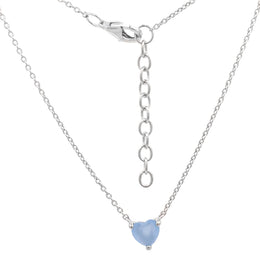 Casablanca Sterling Silver Milky Blue Petite Heart Necklace