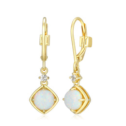 Elle Yellow Gold Plated Sway Opal Drop Earrings