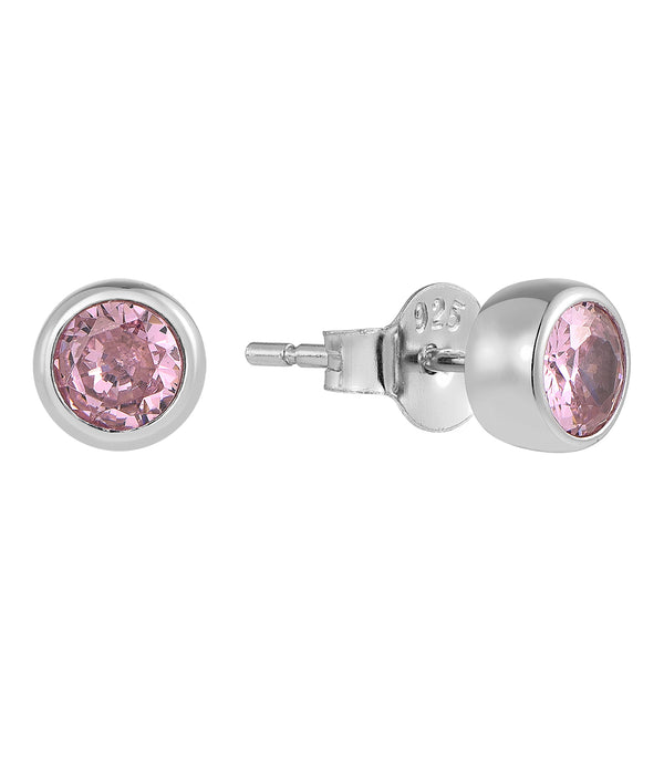 Casablanca Sterling Silver Bezel Birthstone Stud Earrings