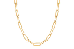Yellow Gold Plated Paperclip Chain Necklace