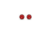 Casablanca Silver & Red Crystal Stud Earrings