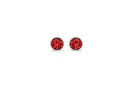 Casablanca Silver & Red Crystal Stud Earrings