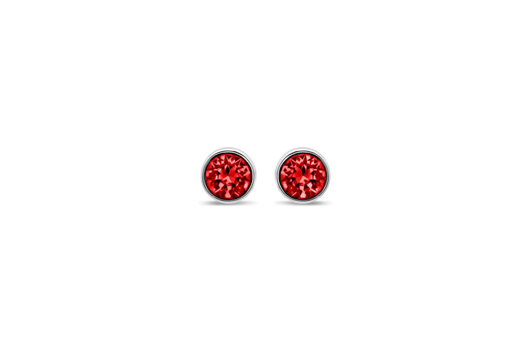 Casablanca Silver & Red Crystal Stud Earrings