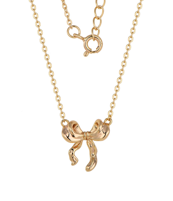 Casablanca Gold Plated Bow Ribbon Necklace
