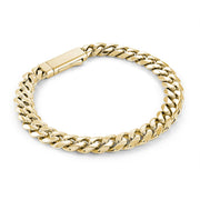Italgem Men's 7.7MM Yellow Gold Plated Stainless Steel Curb Bracelet