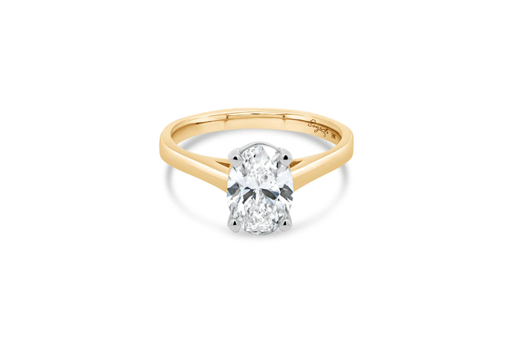 2.03CT Lab Grown Yellow Gold Oval Solitaire Engagement Ring