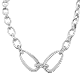 Casablanca Sterling Silver CZ Linked Necklace