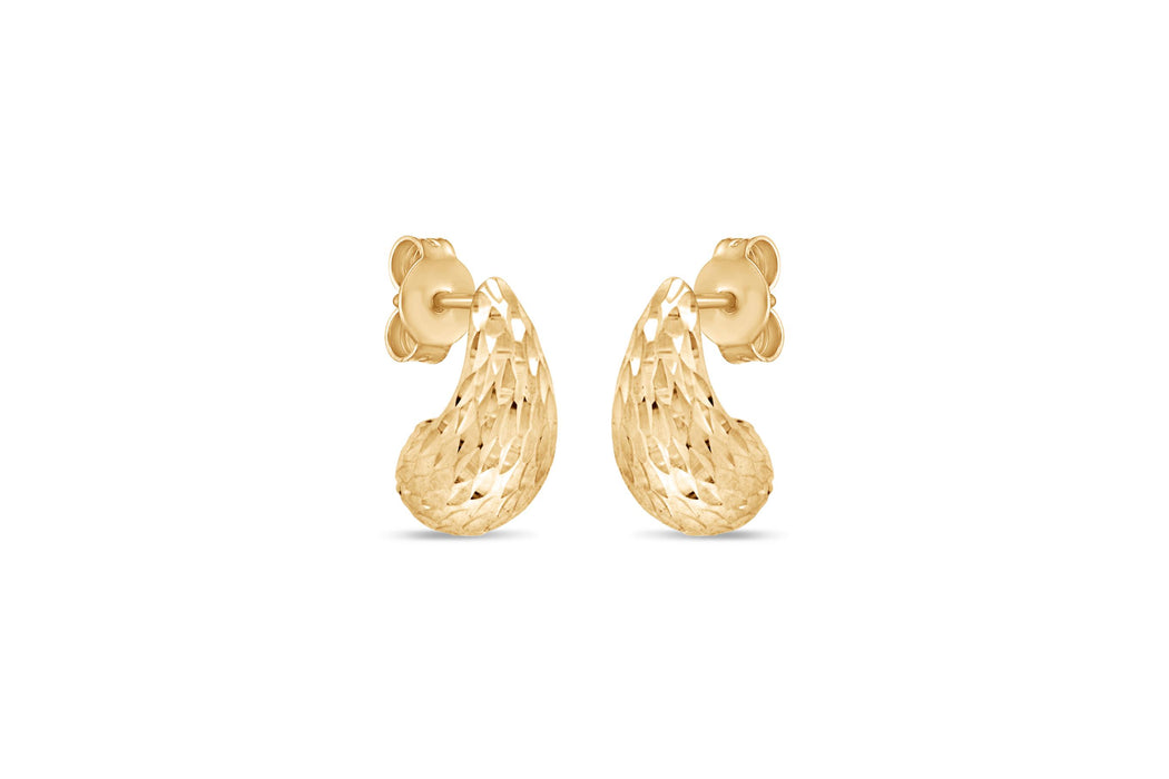 Yellow Gold Diamond Cut Earrings