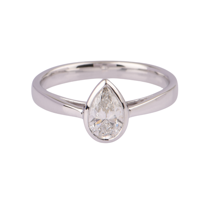 .75CTW Lab Grown Diamond Pear Bezel Ring