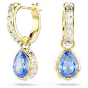 Swarovski Chroma Drop Earrings Pear Cut, Blue, Yellow Gold Tone