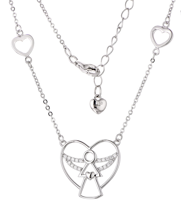 Casablanca Silver Angel Heart Necklace
