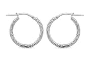Casablanca Italian Sterling Silver Rhodium Plated Twist Hoop Earrings