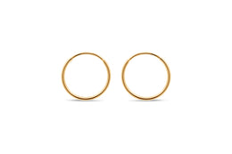 10KT Yellow Gold 15MM Sleeper Hoop Earrings