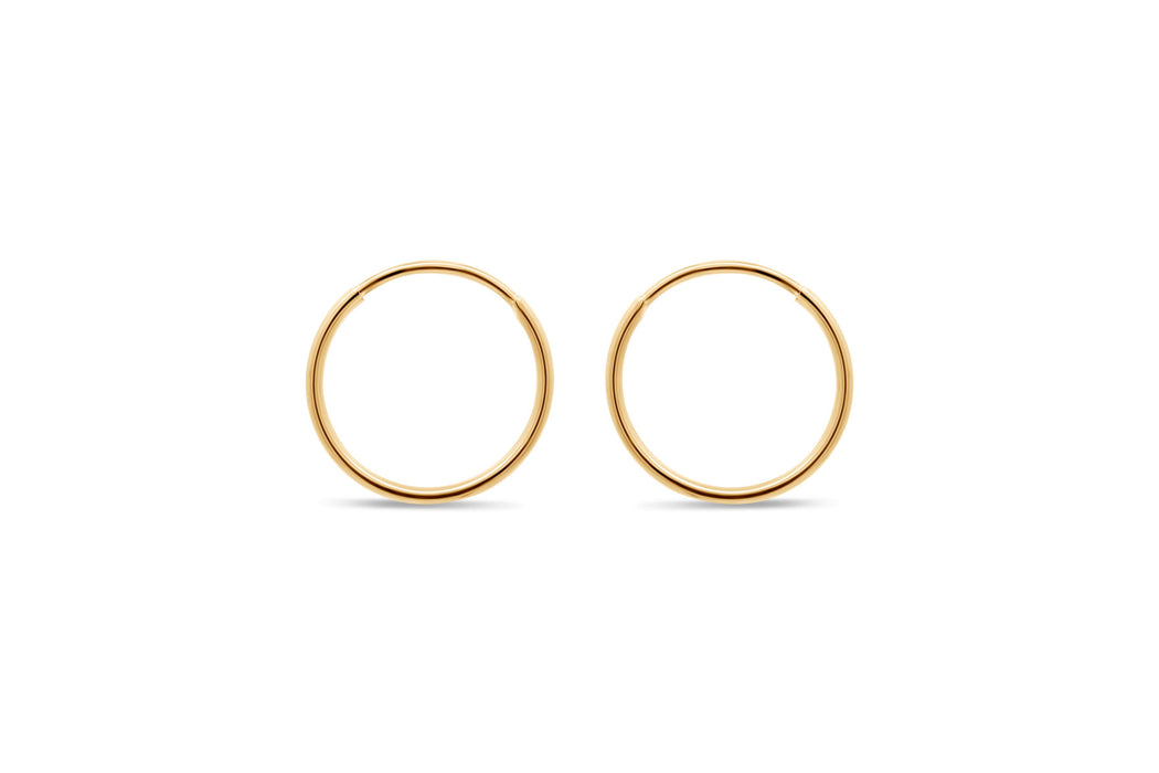 10KT Yellow Gold 15MM Sleeper Hoop Earrings