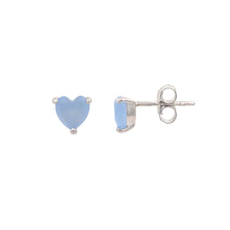 Casablanca Silver Milky Blue Heart Stud Earrings