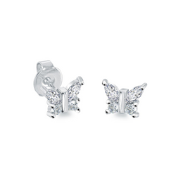 Italgem Veloria Mini Stainless Steel White CZ Butterfly Kid's Stud Earrings
