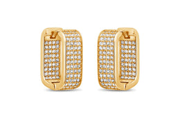 Casablanca Yellow Gold-Tone Sterling Silver Square CZ Hoop Earrings
