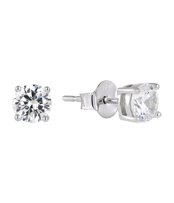 5MM Casablanca Silver CZ Stud Earrings