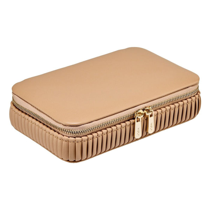 WOLF Bella Zip Jewellery Case: Tan