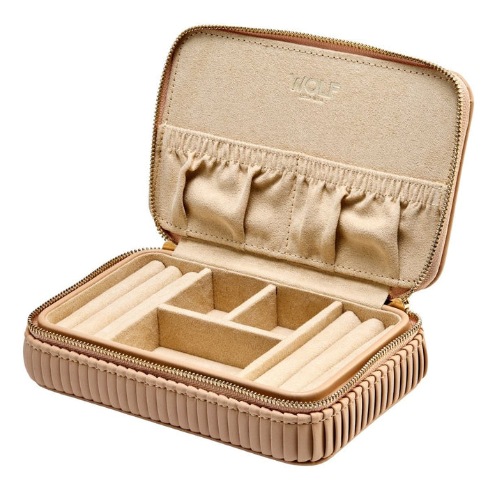 WOLF Bella Zip Jewellery Case: Tan