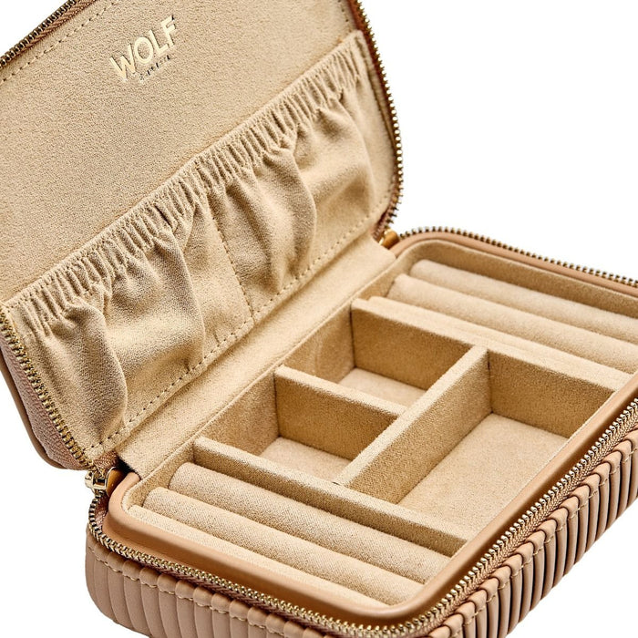 WOLF Bella Zip Jewellery Case: Tan