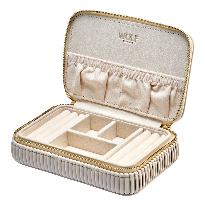WOLF Bella Zip Jewellery Case: Bone