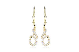 Casablanca 10k Yellow Gold Twisted CZ Drop Earrings