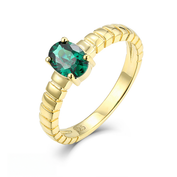 Casablanca Yellow Gold Plated Green CZ Ring