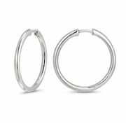 Casablanca Rhodium Plated Silver Tone Hoop Earrings