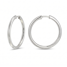 Casablanca Rhodium Plated Silver Tone Hoop Earrings
