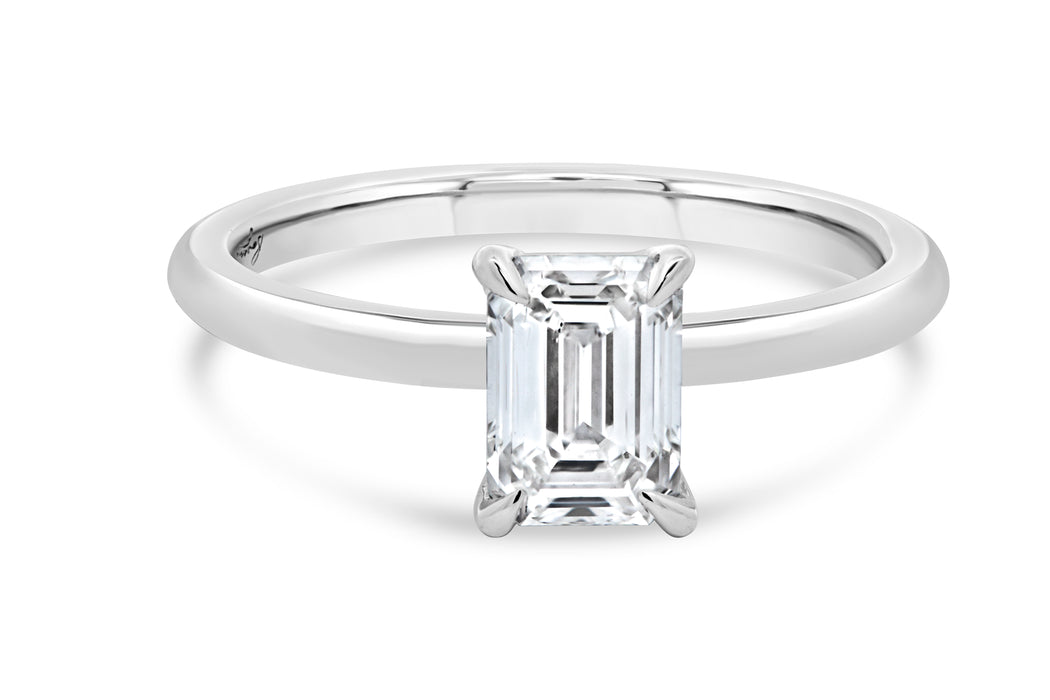 1.08CT T.D.W Lab Grown Emerald Cut Engagement Ring