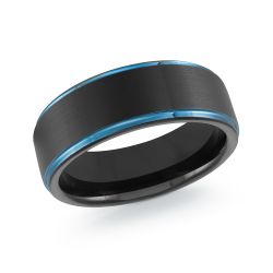 Bogart's Black & Blue Edge Tungsten Men's Wedding Band