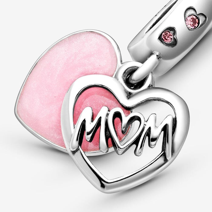 FINAL SALE - Pandora Mom Script Heart Pandora Dangle Charm